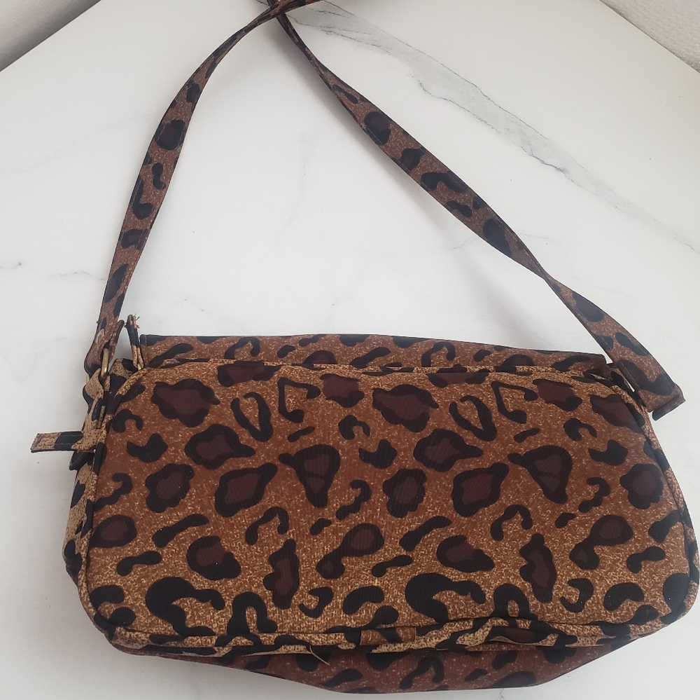 Leopard Print Multipocket Zip & Snap Closure Cros… - image 4